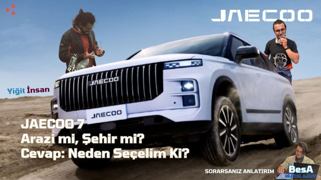JAECOO 7 SUV, şehir ve arazi yollarında çok yönlü kullanımını gösteren tanıtım görseli